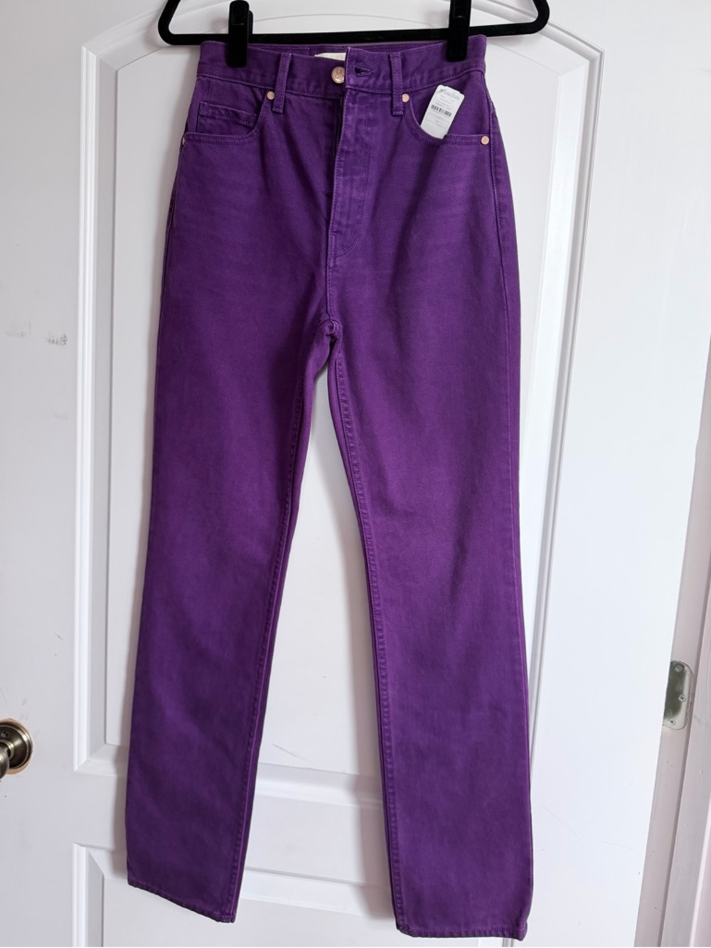 Ulla Johnson Agnes Purple High-Rise Straight-Leg Designer Denim Jeans Size 24